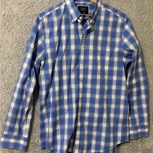 Charles Tyrwhitt Blue and White Plaid Shirt